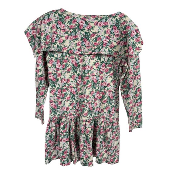 Vintage 80's Notorious Mini Dress Womens Small Shoulder Pads Floral Drop Waist - Picture 2 of 7